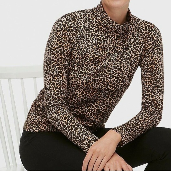 J. Crew cheetah print turtle neck classic preppy classic Size XS - Picture 3 of 5